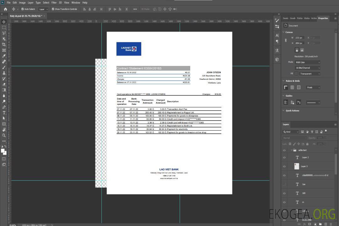 Laos Relevé de la Banque Lao Viet template Laos Relevé de la Banque Lao Viet template